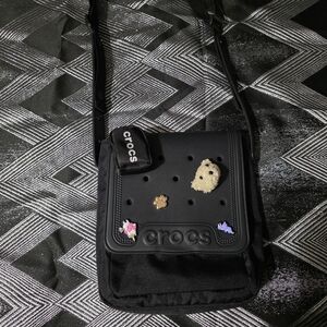 Black Crocs Crossbody Bag with Charm Accents